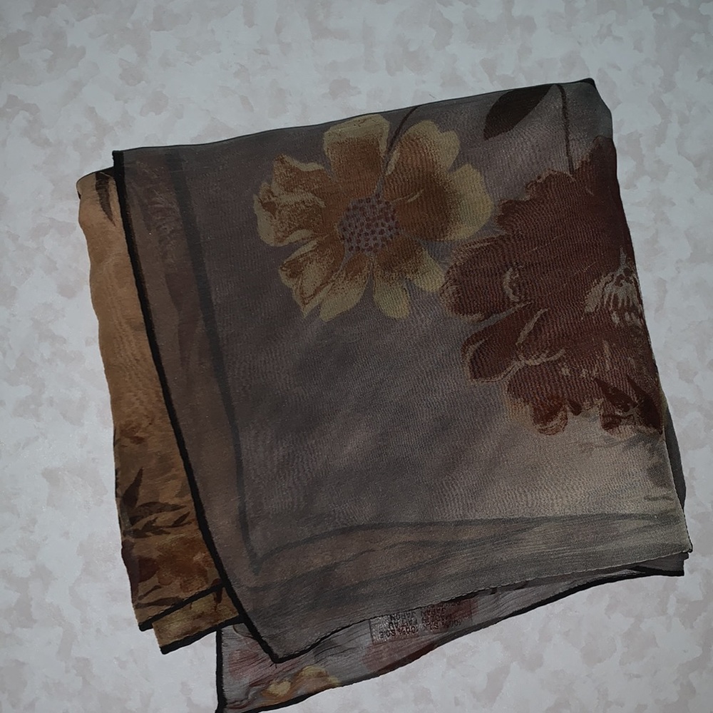 Vintage Oscar De La Renta 100% Silk Floral Scarf
